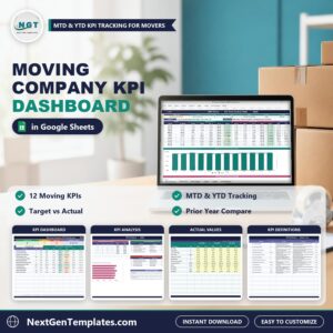 moving company kpi dashboard in google sheets