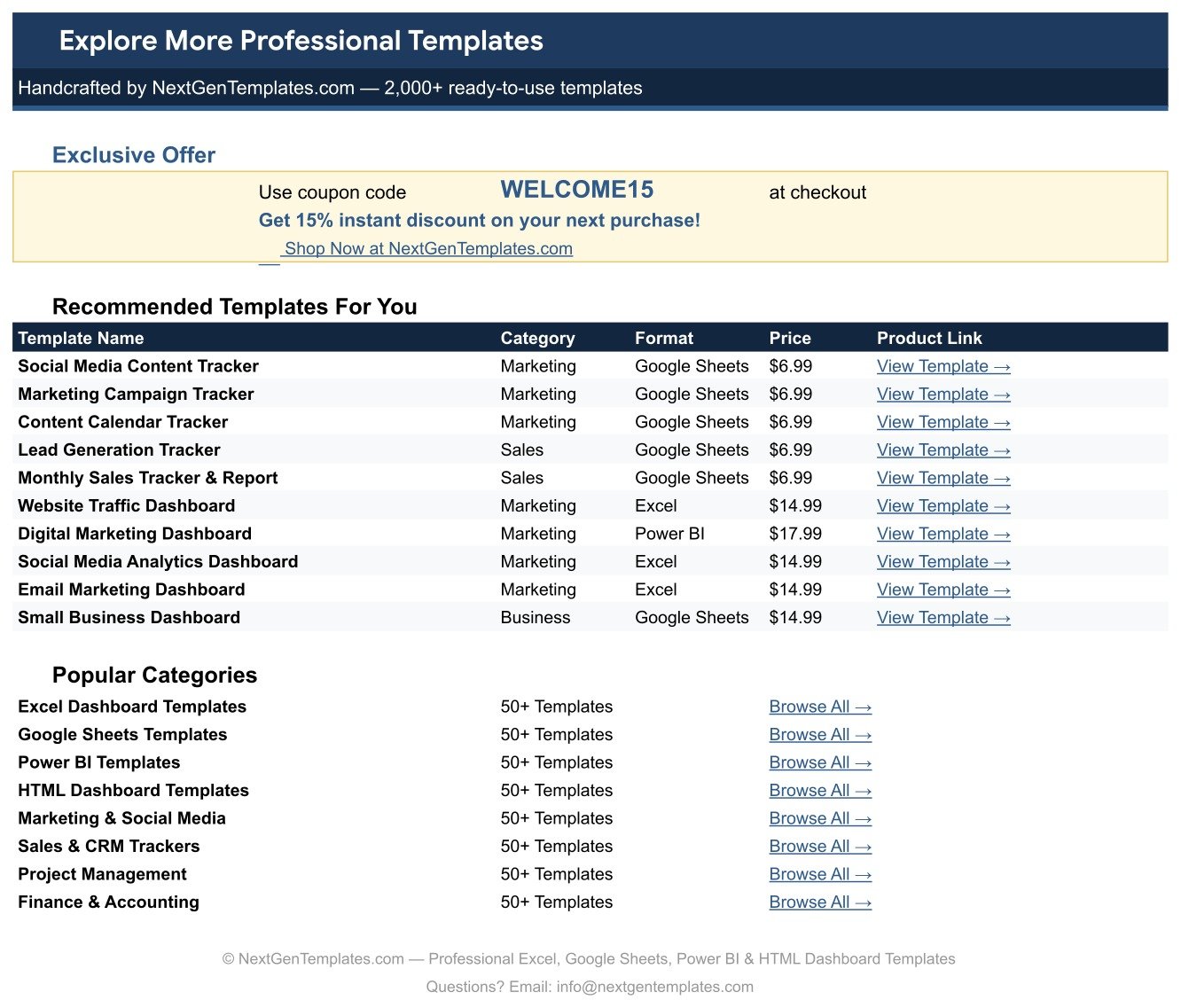 Newsletter and Email List Growth Tracker - Explore More Templates sheet