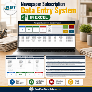 Newspaper Subscription Data Entry System in Excel