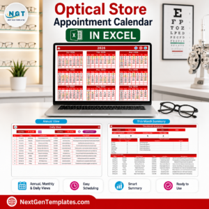 Optical Store Appointment Calendar in Excel