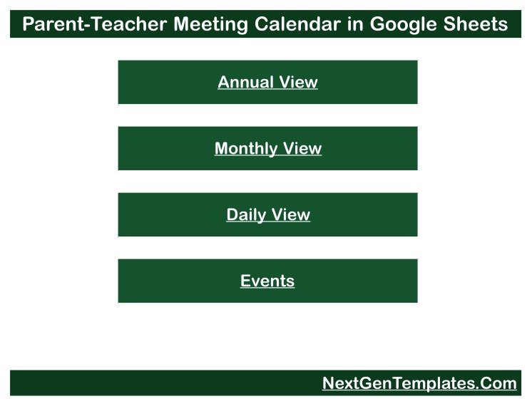 Home menu linking to Annual, Monthly, Daily and Events views