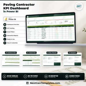 Paving Contractor KPI Dashboard in Power BI - product feature image