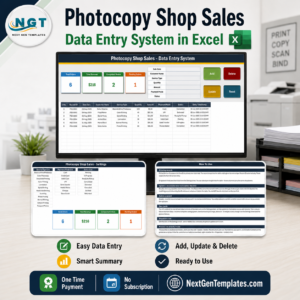 Photocopy Shop Sales Data Entry System in Excel
