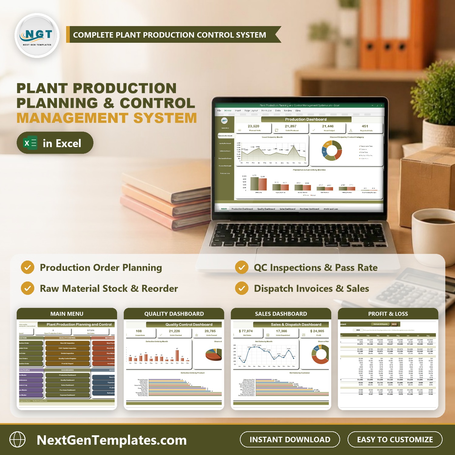 Plant Production Planning and Control Management System in Excel VBA