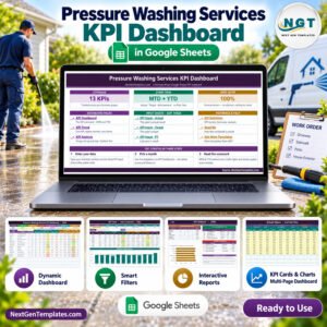 Pressure Washing Services KPI Dashboard in Google Sheets