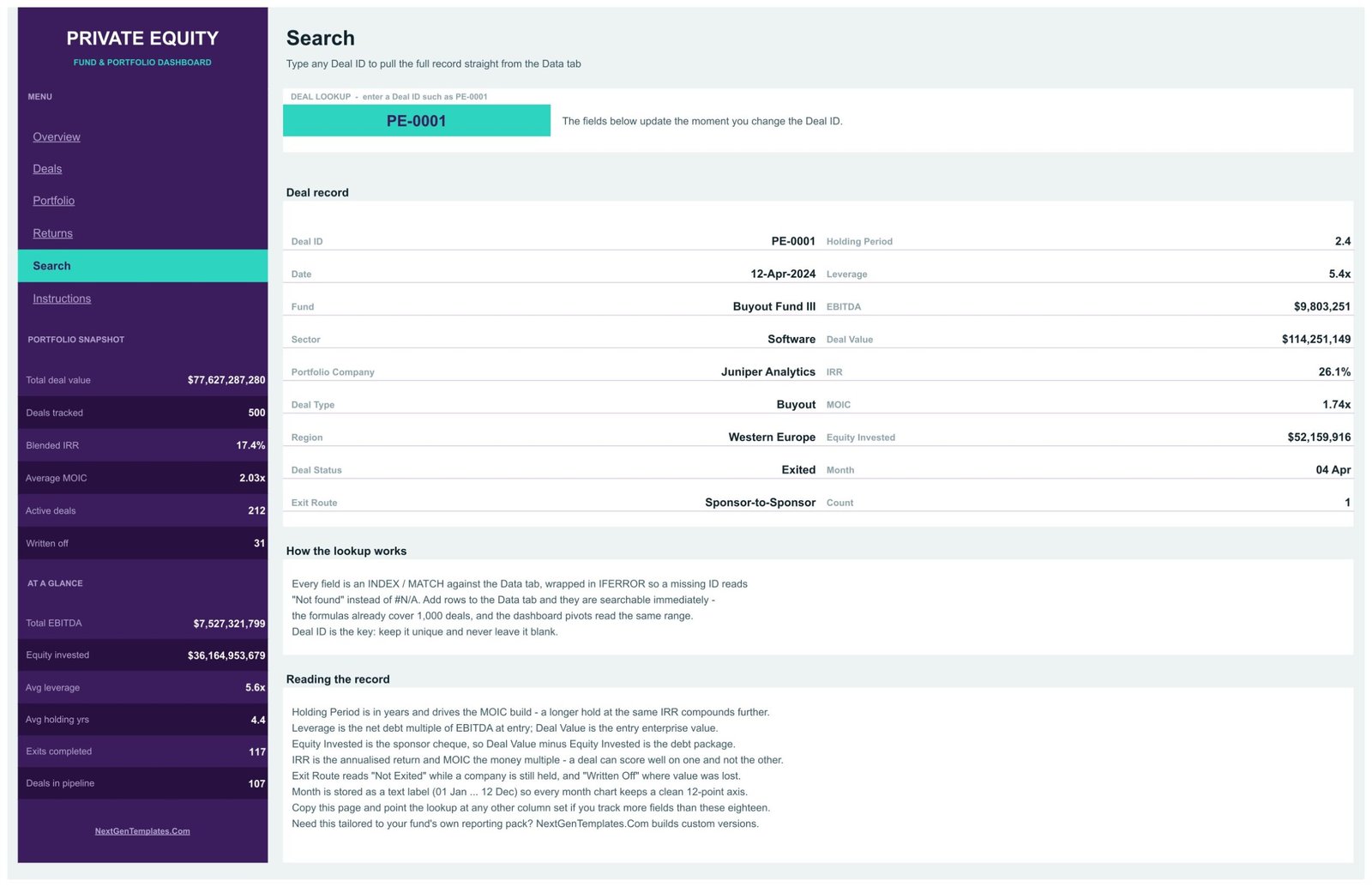 Deal ID search page