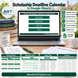 Scholarship Deadline Calendar in Google Sheets