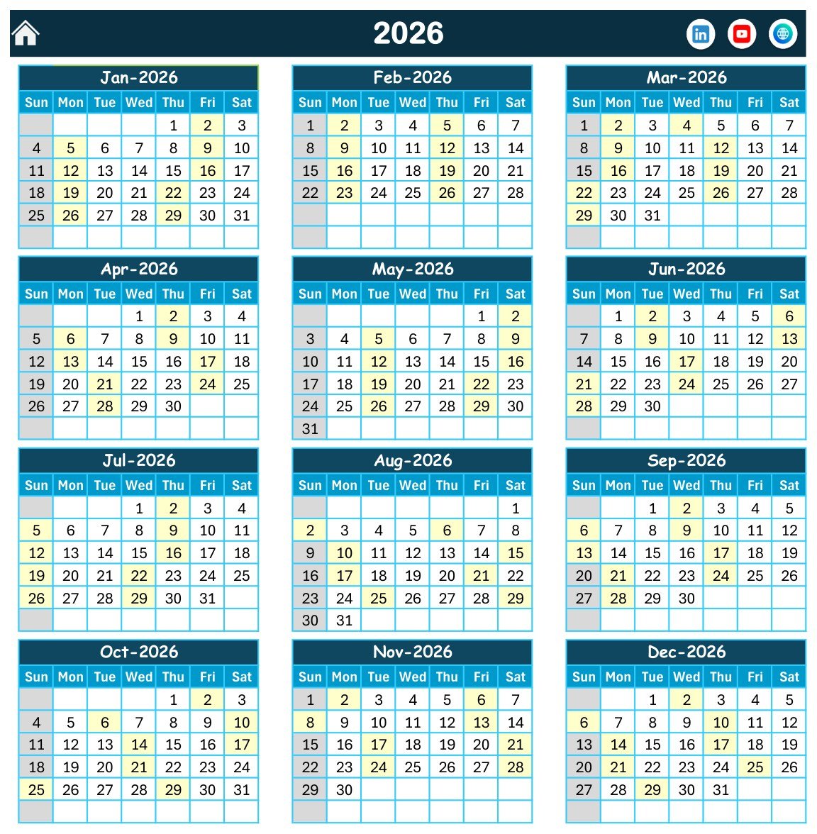 School Fee Due Calendar in Excel - Image 3