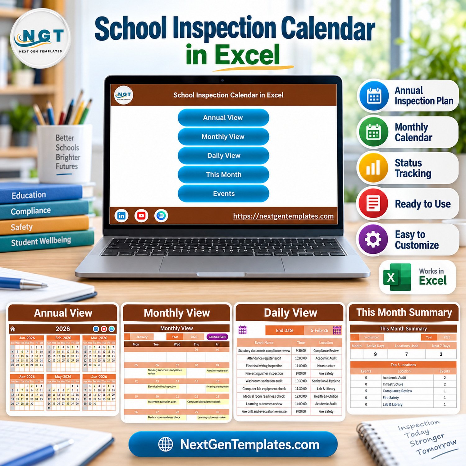 School Inspection Calendar in Excel
