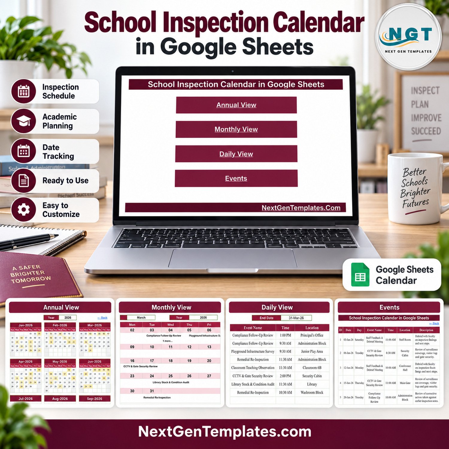 School Inspection Calendar in Google Sheets