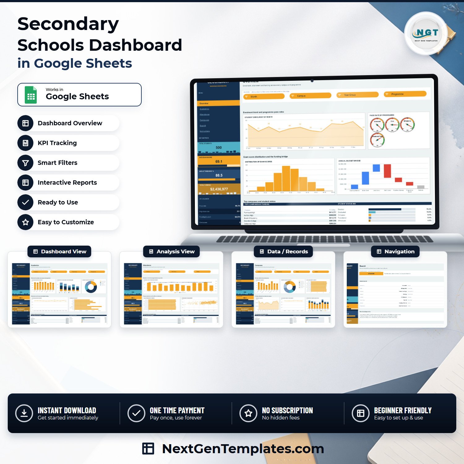 Secondary Schools Dashboard in Google Sheets