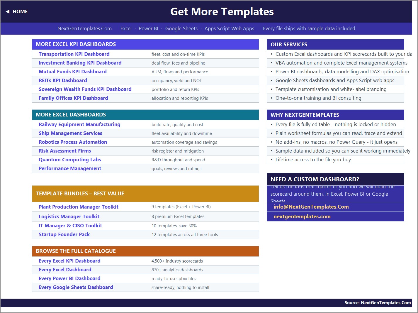 Get More Templates page linking to the NextGenTemplates catalogue