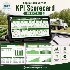 Septic Tank Service KPI Scorecard in Excel