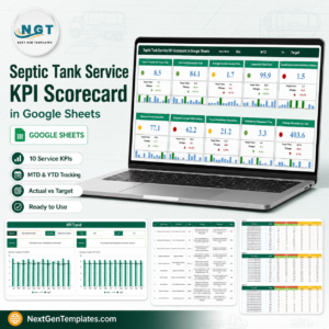 Septic Tank Service KPI Scorecard in Google Sheets product image
