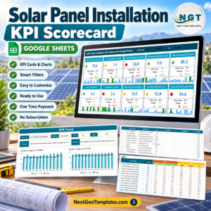 Solar Panel Installation KPI Scorecard in Google Sheets product image