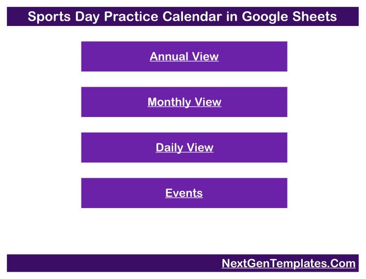 Sports Day Practice Calendar in Google Sheets