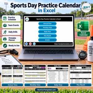 Sports Day Practice Calendar in Excel