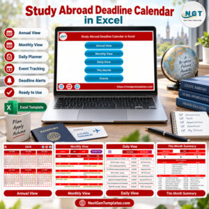 Study Abroad Deadline Calendar in Excel