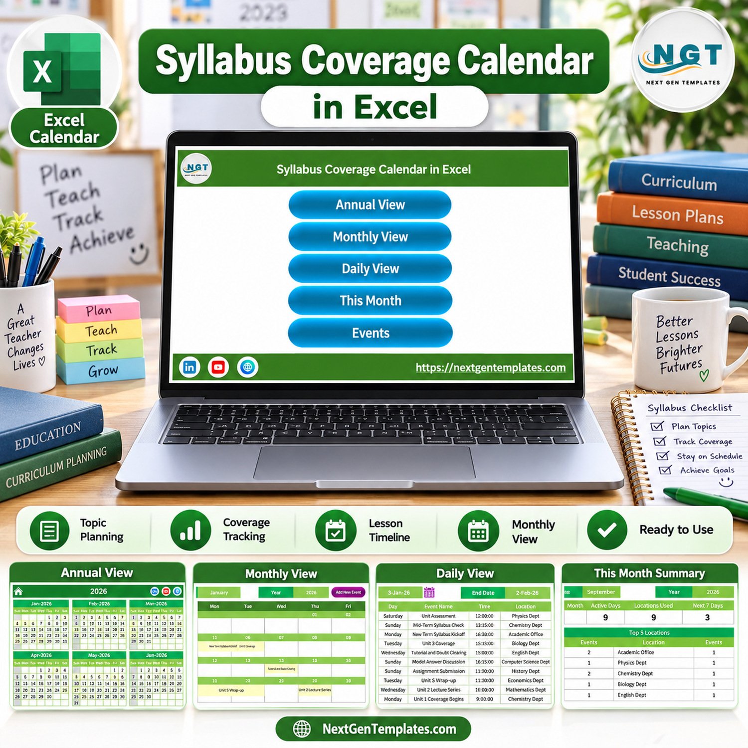 Syllabus Coverage Calendar in Excel product feature image