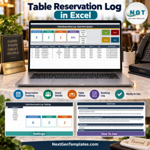 Table Reservation Log Data Entry System in Excel product feature image