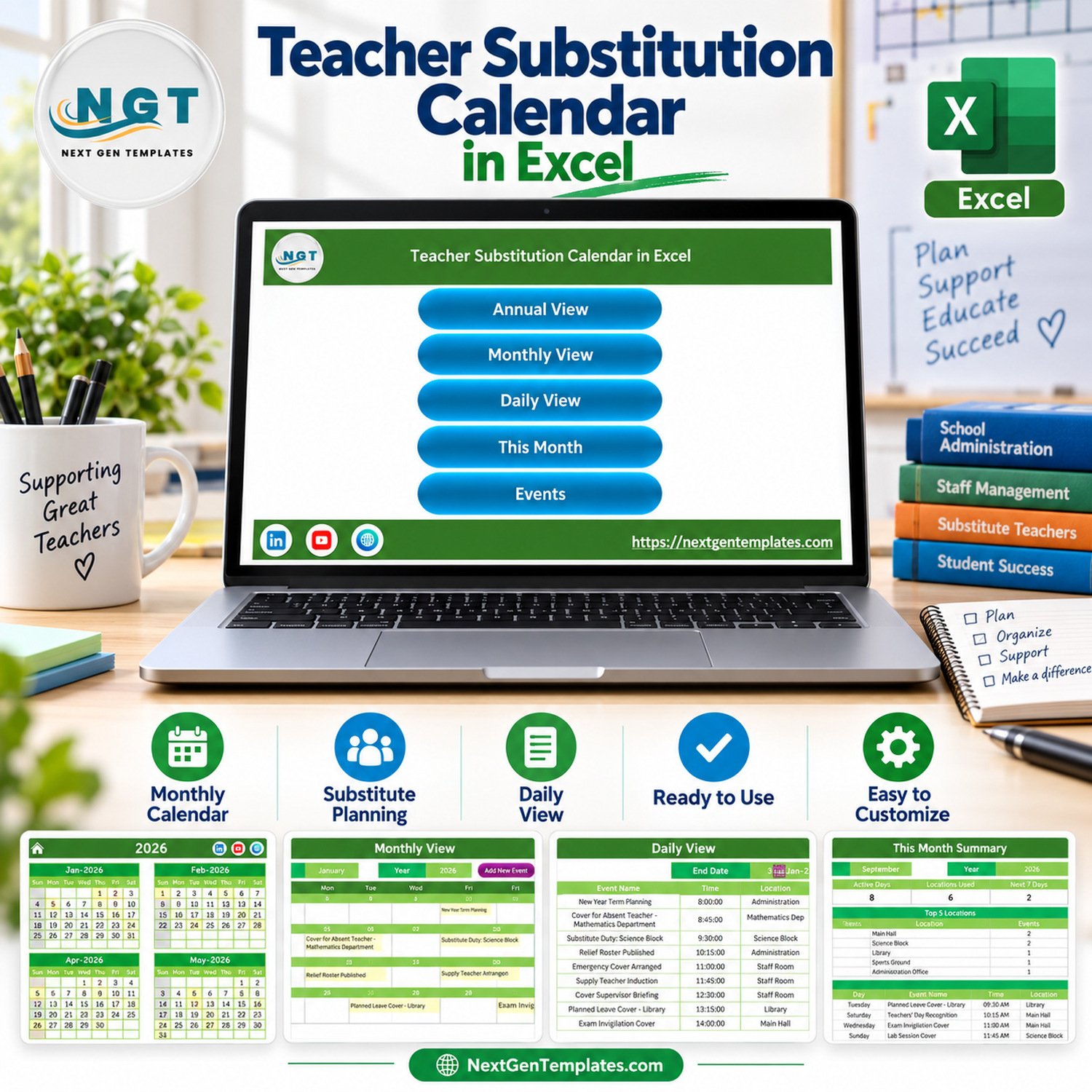 Teacher Substitution Calendar in Excel