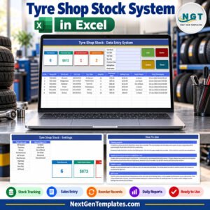 Tyre Shop Stock Data Entry System in Excel