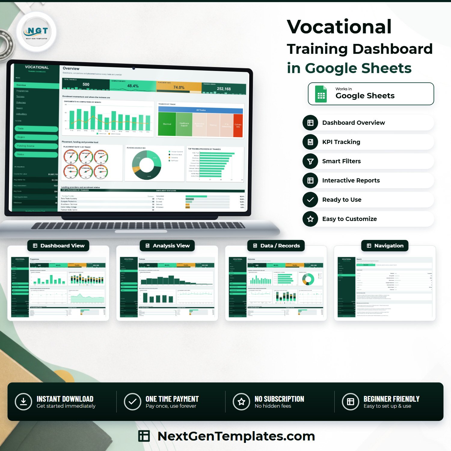 Vocational Training Dashboard in Google Sheets