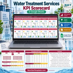Water Treatment Services KPI Scorecard in Google Sheets