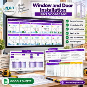 Window and Door Installation KPI Scorecard in Google Sheets