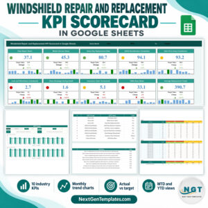 Windshield Repair and Replacement KPI Scorecard in Google Sheets