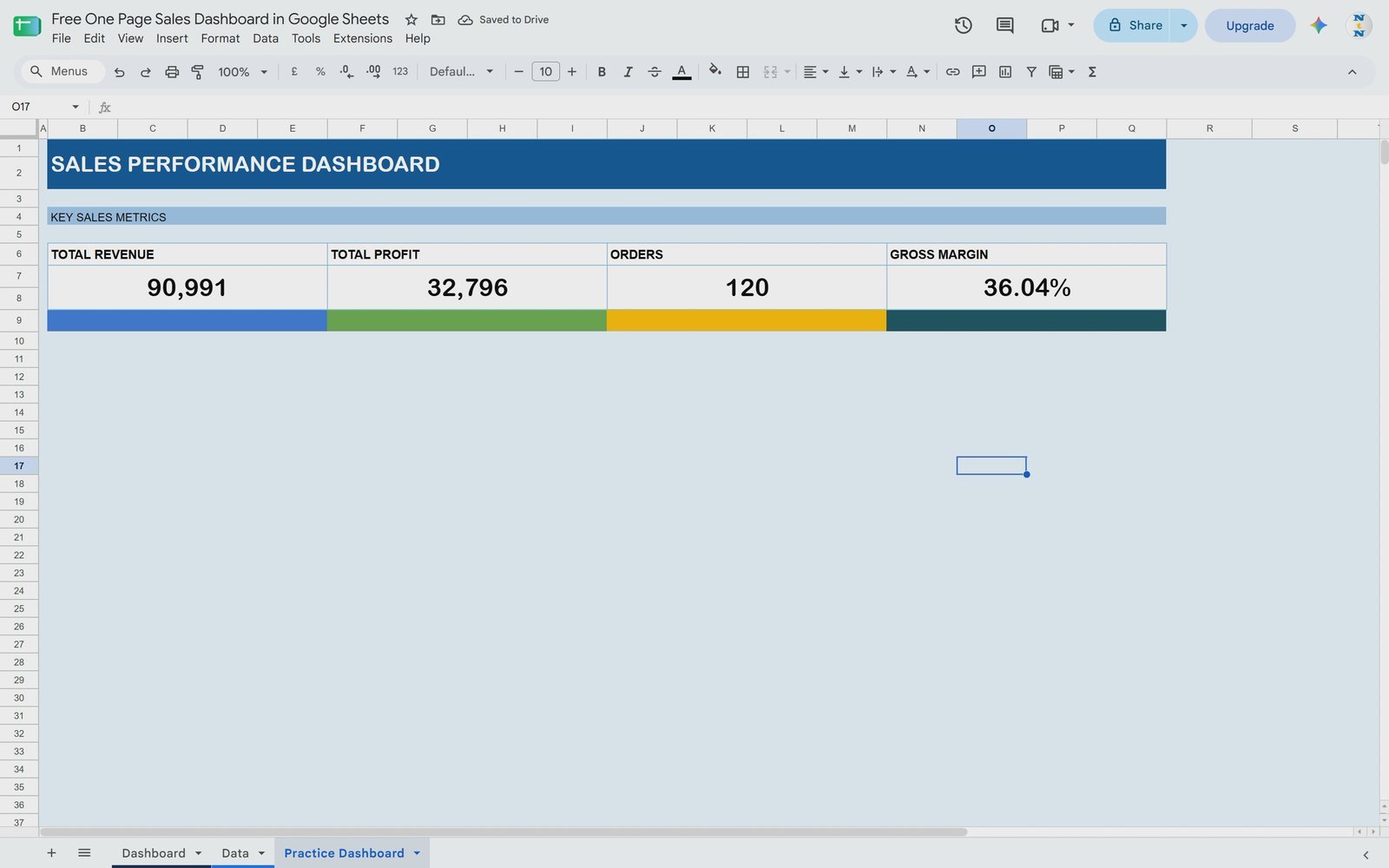 One Page Sales Dashboard in Google Sheets (Free Template) - Image 2