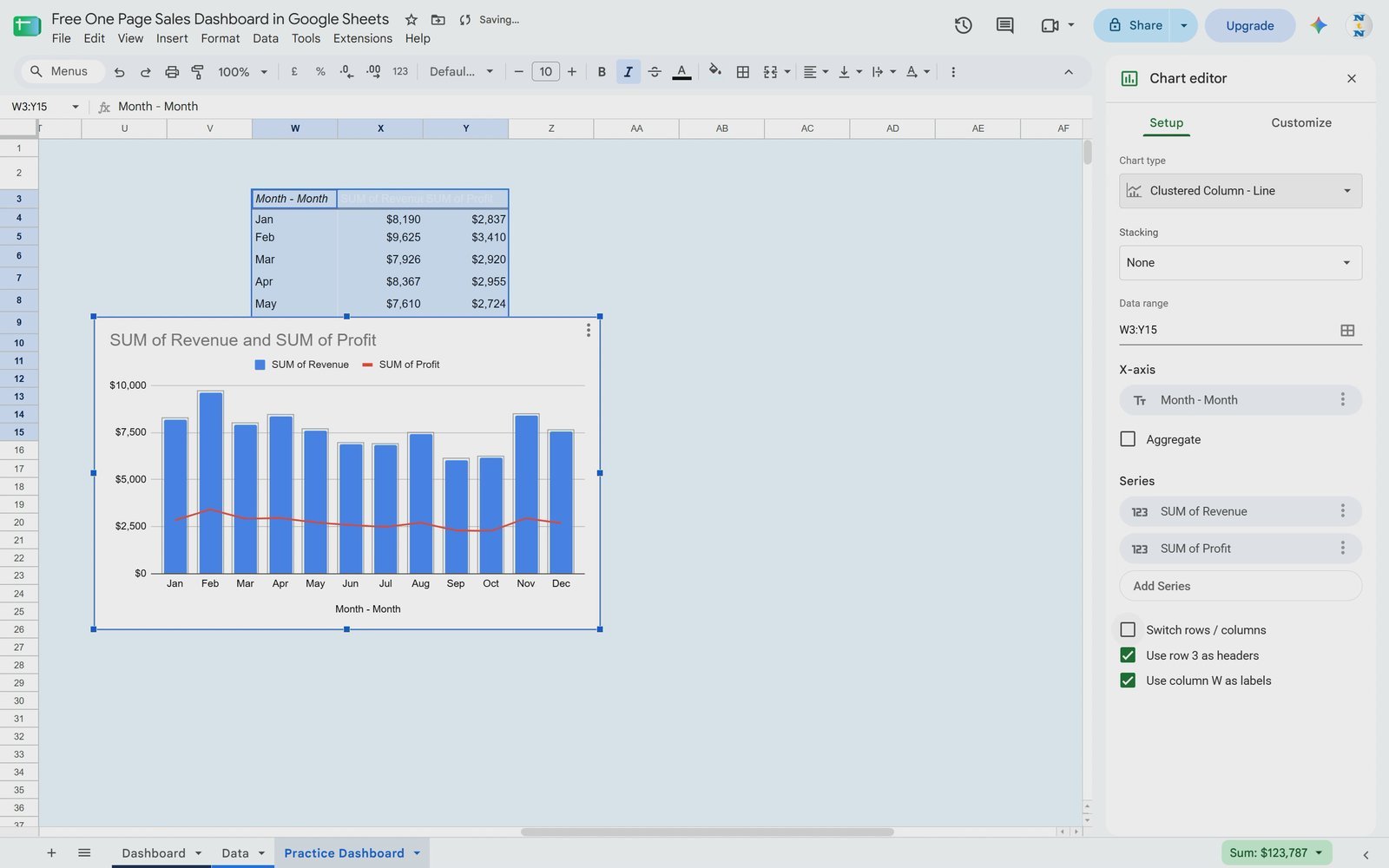One Page Sales Dashboard in Google Sheets (Free Template) - Image 3