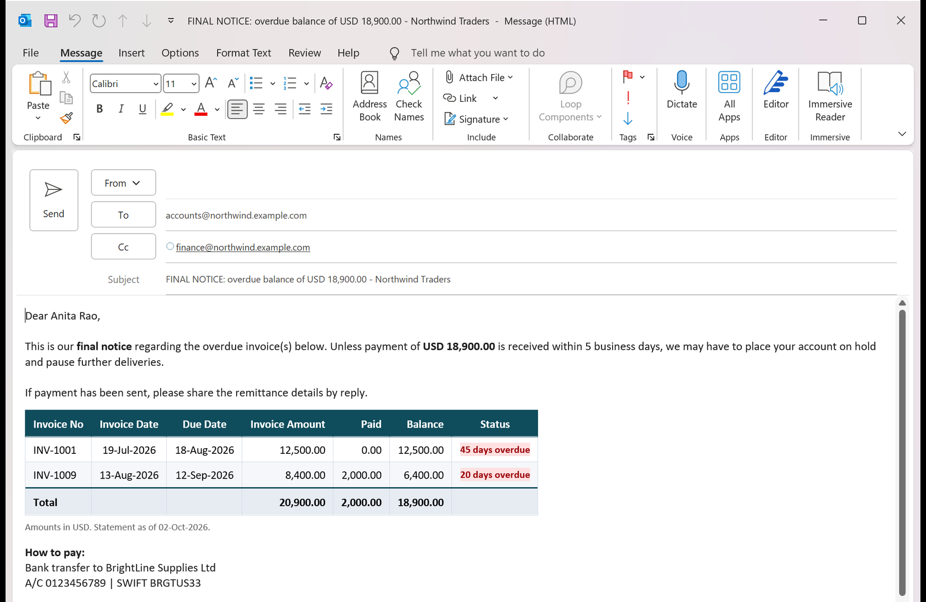 Customer Payment Reminder Tool in Excel VBA - overdue invoice reminder email in Outlook
