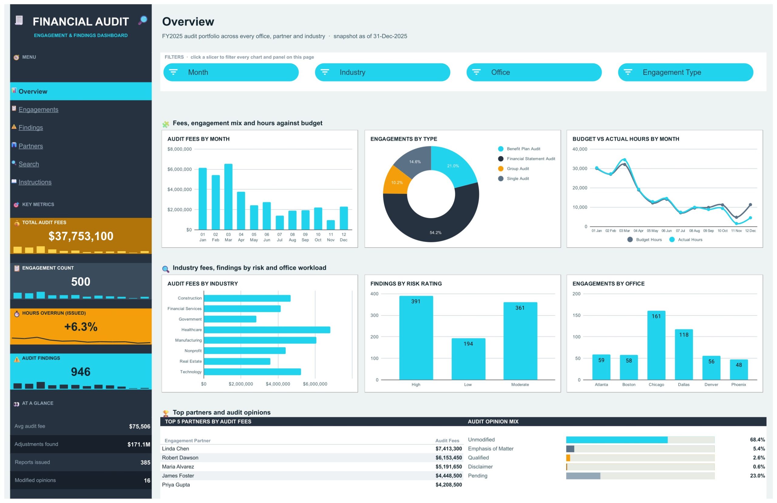 Financial Auditing Dashboard - Overview page