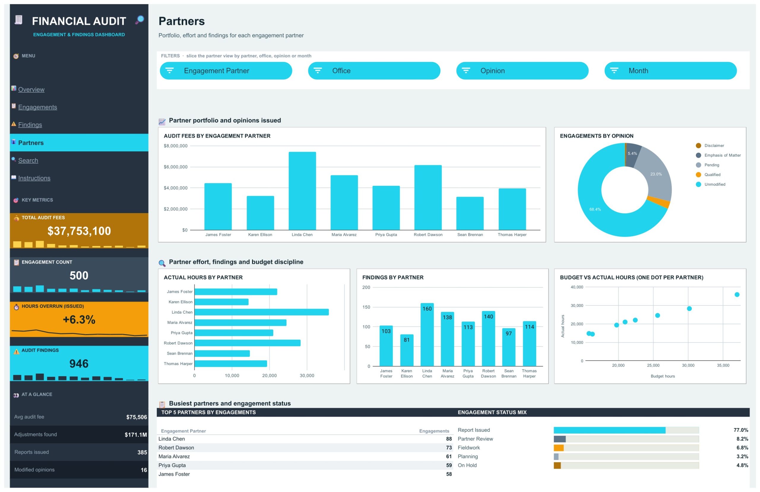 Financial Auditing Dashboard - Partners page