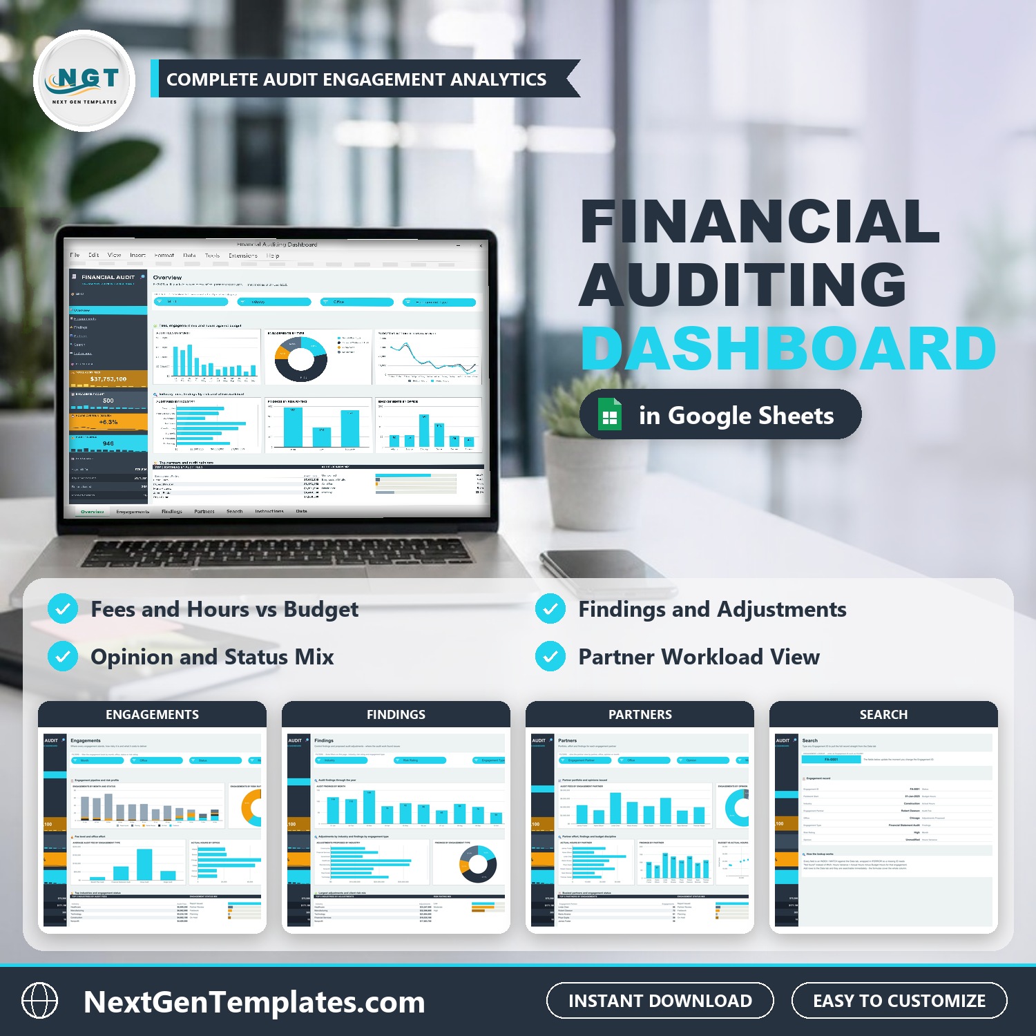 financial auditing dashboard in google sheets