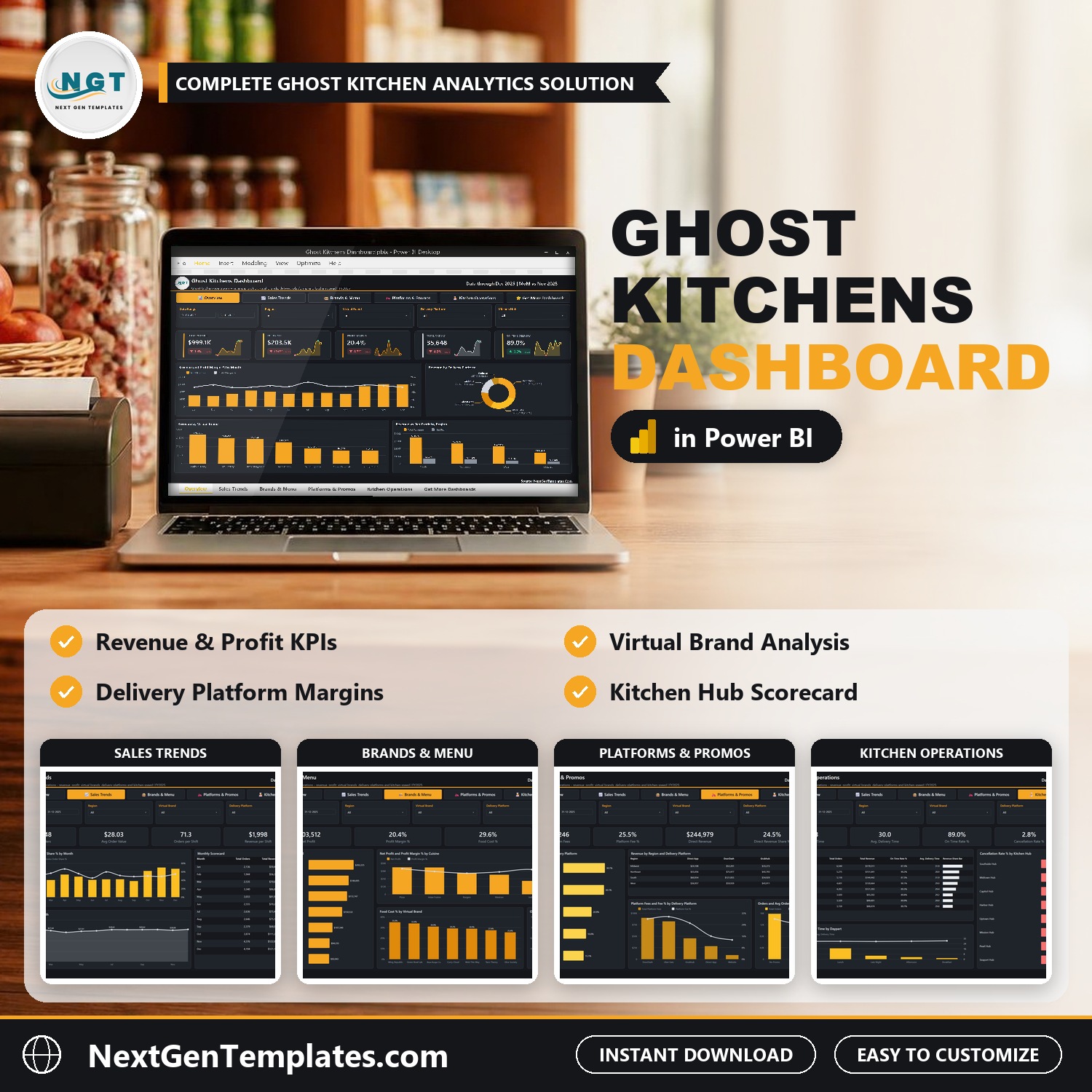 Ghost Kitchens Dashboard in Power BI