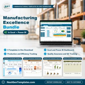 Manufacturing Excellence Bundle – 8 Premium Templates (Excel + Power BI)