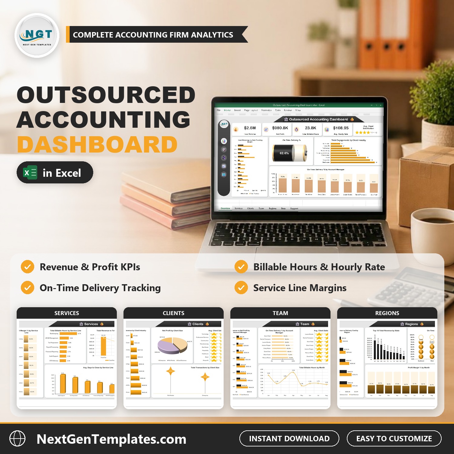 Outsourced Accounting Dashboard in Excel feature image