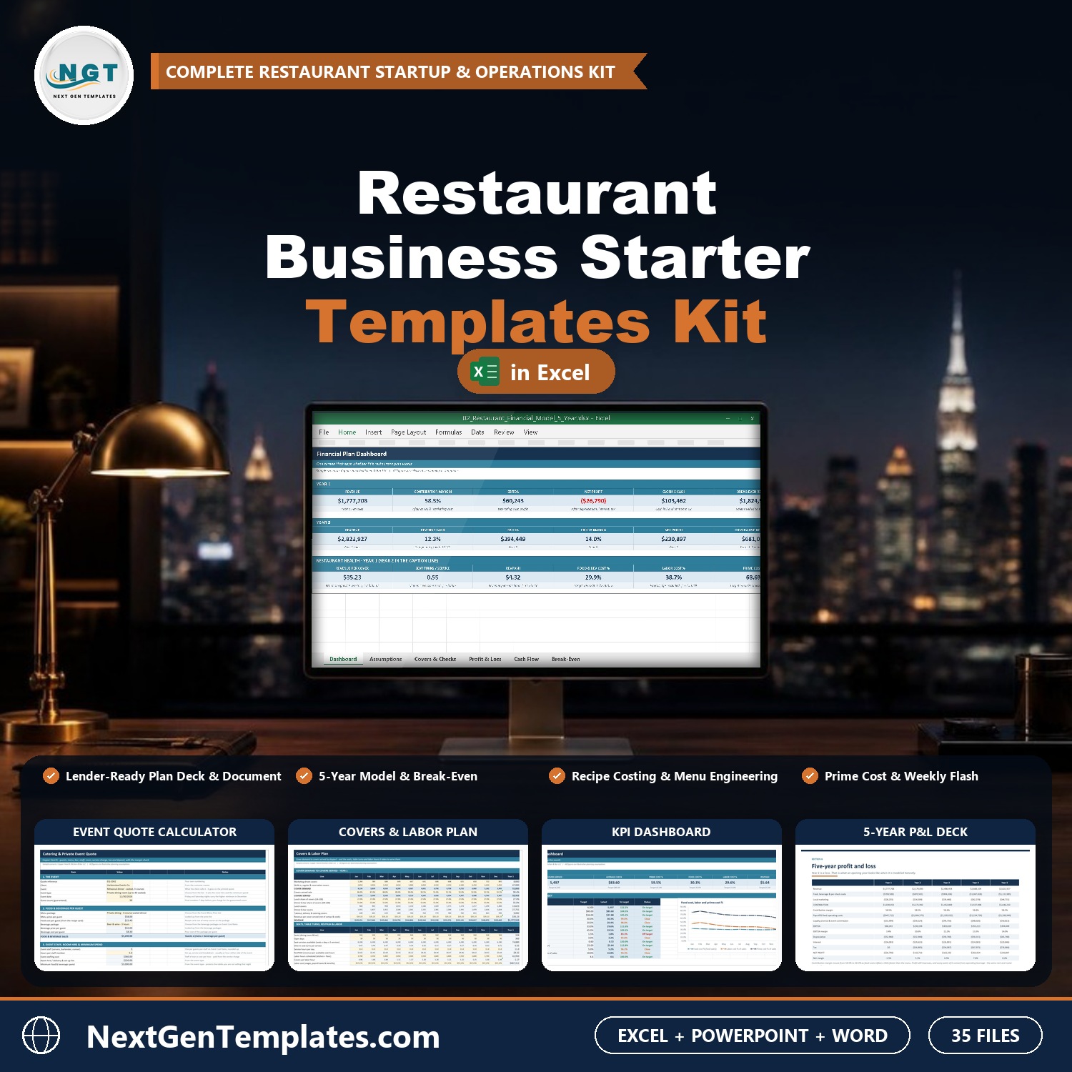 Restaurant Business Starter Templates Kit - product image