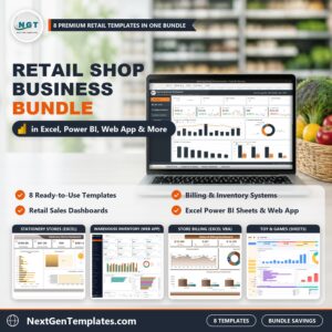 Retail Shop Business Bundle – 8 Premium Templates (Excel, Power BI, Google Sheets & Web App)