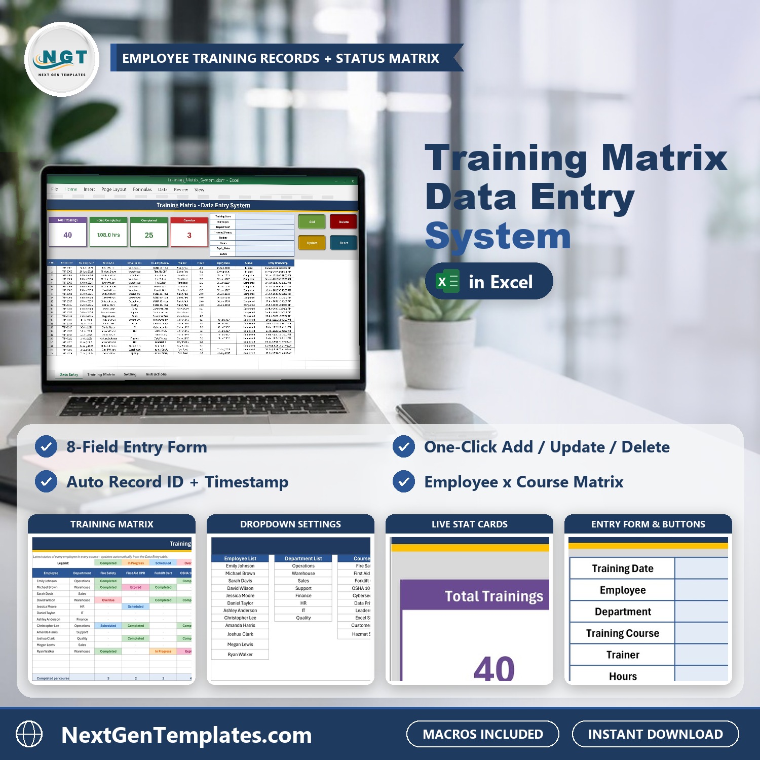 Training Matrix Data Entry System in Excel - feature image