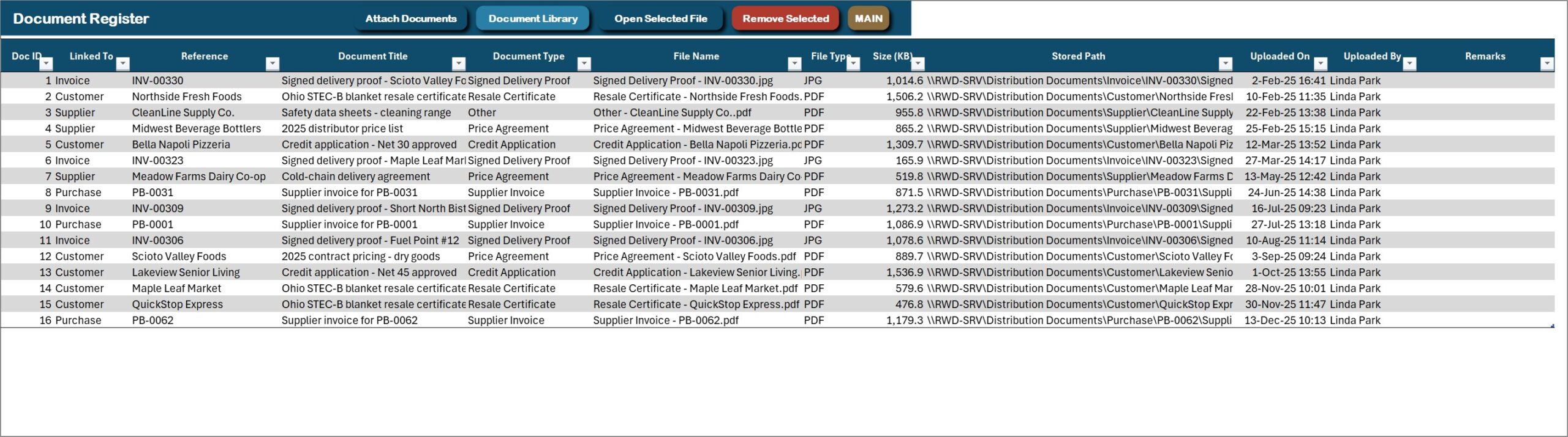 Wholesale Distribution Management System in Excel VBA - Document Library
